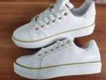 Women's Sneakers 2023 New Fashion Chain Leather Comfortable Round Toe Platform Sneakers Lace-up Walking Women's Vulcanized Shoes - Image 17