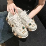 2025 New Women's Luxury Rhinestone Casual Platform Shoes Outdoor Running Sneakers Designer Mesh Women's Sports Shoes - Image 2