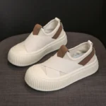 Women's Black And White Fashionable Casual Flat Shoes Breathable Comfortable Slip-On Sneakers - Image 7
