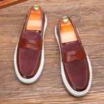 Newest 2025 Autumn Men Suede Leather Loafers Thick Sole Men Slip On Platform Black Party Shoes - Image 3