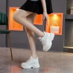 Women's Walking Sneakers, Lightweight Non-Slip High-Top Platform Chunky Sneakers, Elevator Shoes for Daily Wear & Fitness - Image 5