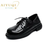 AIYUQI Genuine Leather Loafers Women 2024 Autumn New British Style Shoes Women Lace-up Casual Women Shoes