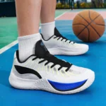 Wear resistant cushioned basketball sneakers lightweight non slip rubber simple all match breathable men outdoor athletic shoes - Image 3