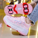 Children's Skateboard Shoes Walking Rolling Dual-Use Comfortable Wear-resistant Outdoor Roller Skate Sneakers Girls Boys 4 Wheel