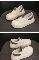 Women's Black And White Fashionable Casual Flat Shoes Breathable Comfortable Slip-On Sneakers - Image 16