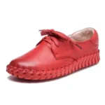 TIMETANG Genuine Leather Loafers Casual Platform Shoes Woman Slip On Flats Bowtie Moccasin Comfortanble Creepers Women Shoes - Image 9