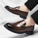 Men's Formal Leather Loafers Italian Style Slip-on  Stylish Elegant Business Shoes Comfortable Lightweight Office Dress Shoes - Image 29