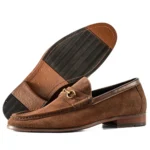 British Style Men‘s Suede Genuine Leather Loafers Dress Shoes Metal Decorated Slip On Comfortable Leather Moccasins Shoes - Image 12