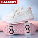 4-Wheels Walking Shoes With Butterfly Patterns Children's Outdoor Sport Roller Skate Sneakers For Teenagers Girls Entertainment