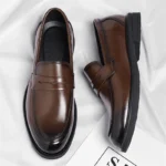 Men's Formal Leather Loafers Italian Style Slip-on  Stylish Elegant Business Shoes Comfortable Lightweight Office Dress Shoes - Image 24