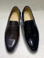 Men's Handmade Shiny Leather Loafers Pointed Slip-On Business Casual Formal Shoes for Banquet - Image 10
