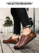 Mens Loafers Breathable Slip on Italian Driving Shoes Chaussure Homme Genuine Leather Men Handmade Casual Shoes - Image 21