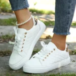 Women's casual sneakers Breathable sneakers Lightweight outdoor leather Walking shoes Sports jogging Flats tennis sneakers