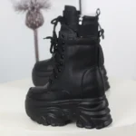 12CM Autumn Platform Ankle Boots Women Chunky Shoes Lace-up Tennis Sneakers Woman Leather Boots Walking shoes - Image 9