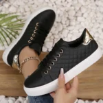 Women's casual sneakers Breathable sneakers Lightweight outdoor leather Walking shoes Sports jogging Flats tennis sneakers - Image 2