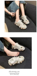2025 New Women's Luxury Rhinestone Casual Platform Shoes Outdoor Running Sneakers Designer Mesh Women's Sports Shoes - Image 19