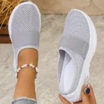 Women's Casual Slip-On Sneakers Breathable Fabric Lightweight PVC Sole Machine Washable Cleanable All-Season Comfort Shoes - Image 8