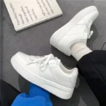 Women's Platform White Sneakers Lightweight and Comfortable Breathable Casual Walking Shoes for Daily Outdoor Wear - Image 8