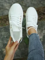 Women's casual sneakers Breathable sneakers Lightweight outdoor leather Walking shoes Sports jogging Flats tennis sneakers - Image 15