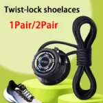 Round Twist-lock shoelaces Black and White Outdoor Sports Shoelaces Unisex Easy-to-use automatic shoelace 1Pair/2Pair