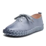 TIMETANG Genuine Leather Loafers Casual Platform Shoes Woman Slip On Flats Bowtie Moccasin Comfortanble Creepers Women Shoes - Image 11