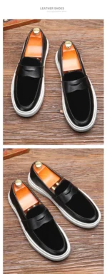 Newest 2025 Autumn Men Suede Leather Loafers Thick Sole Men Slip On Platform Black Party Shoes - Image 10