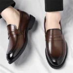 Men's Formal Leather Loafers Italian Style Slip-on  Stylish Elegant Business Shoes Comfortable Lightweight Office Dress Shoes - Image 28