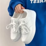 Women's Platform White Sneakers Lightweight and Comfortable Breathable Casual Walking Shoes for Daily Outdoor Wear - Image 7