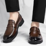 Men's Formal Leather Loafers Italian Style Slip-on  Stylish Elegant Business Shoes Comfortable Lightweight Office Dress Shoes - Image 27