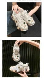 2025 New Women's Luxury Rhinestone Casual Platform Shoes Outdoor Running Sneakers Designer Mesh Women's Sports Shoes - Image 16