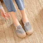 Veowalk Women Striped Linen Cotton Fabric Loafers Comfortable Slip On Sneakers Ladies Casual Flats Shoes Handmade Espadrilles - Image 7
