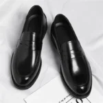 Men's Formal Leather Loafers Italian Style Slip-on  Stylish Elegant Business Shoes Comfortable Lightweight Office Dress Shoes - Image 14