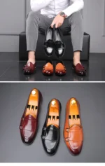 Man Shoes Leather Loafers designer Fashion Slip-on Casual Comfortable Double Monk Dress Shoe - Image 9