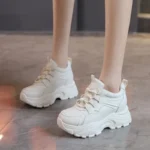 Women's Walking Sneakers, Lightweight Non-Slip High-Top Platform Chunky Sneakers, Elevator Shoes for Daily Wear & Fitness - Image 4