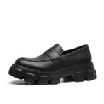 Gear Thick Sole Increasing Glossy Genuine Leather Loafers Shoes Men Streetwear Fashion Business Casual Cowhide Shoes - Image 5