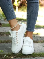Women's casual sneakers Breathable sneakers Lightweight outdoor leather Walking shoes Sports jogging Flats tennis sneakers - Image 13