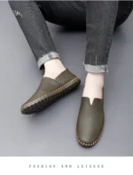 Jumpmore New style casual handmade moccasins Leather loafers Men Driving Shoes Size 39-48 - Image 40