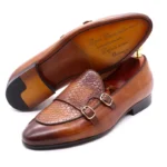 Men's Genuine Leather Loafers Metal Buckle Monk Shoes Casual Business Dress Gentleman Wedding Party Formal Shoes - Image 3