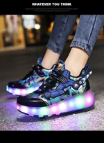 children's flashing roller skates outdoor recreational sports shoes wheel shoes boy girls skate sneakers - Image 34