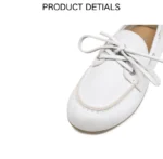 Smile Circle Boat Shoes Women Genuine Leather Loafers Moccasins Lace-up Flat Shoes - Image 15