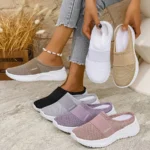 Women's Casual Slip-On Sneakers Breathable Fabric Lightweight PVC Sole Machine Washable Cleanable All-Season Comfort Shoes
