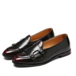 Man Shoes Leather Loafers designer Fashion Slip-on Original Casual Comfortable Double Monkstrap Dress Shoe - Image 6