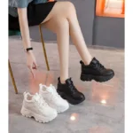 Women's Walking Sneakers, Lightweight Non-Slip High-Top Platform Chunky Sneakers, Elevator Shoes for Daily Wear & Fitness - Image 10