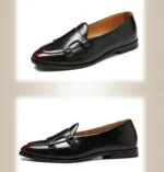 Man Shoes Leather Loafers designer Fashion Slip-on Original Casual Comfortable Double Monkstrap Dress Shoe - Image 9