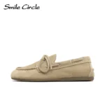 Smile Circle Boat Shoes Women Genuine Leather Loafers Moccasins Lace-up Flat Shoes - Image 4