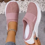 Women's Casual Slip-On Sneakers Breathable Fabric Lightweight PVC Sole Machine Washable Cleanable All-Season Comfort Shoes - Image 3