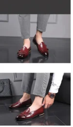 Man Shoes Leather Loafers designer Fashion Slip-on Casual Comfortable Double Monk Dress Shoe - Image 13