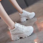 Women's Walking Sneakers, Lightweight Non-Slip High-Top Platform Chunky Sneakers, Elevator Shoes for Daily Wear & Fitness - Image 13