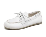 Smile Circle Boat Shoes Women Genuine Leather Loafers Moccasins Lace-up Flat Shoes - Image 9