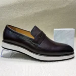 Men's Handmade Shiny Leather Loafers Pointed Slip-On Business Casual Formal Shoes for Banquet - Image 5